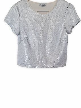 bebe White Sequins Sparkly Blouse